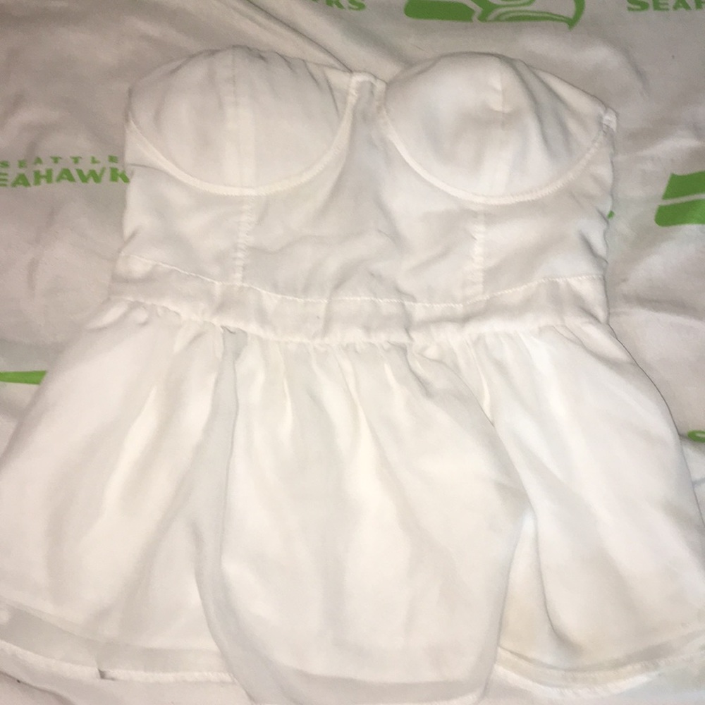 white strapless shirt